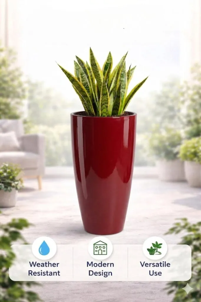 14 inch red large plastic flower pot