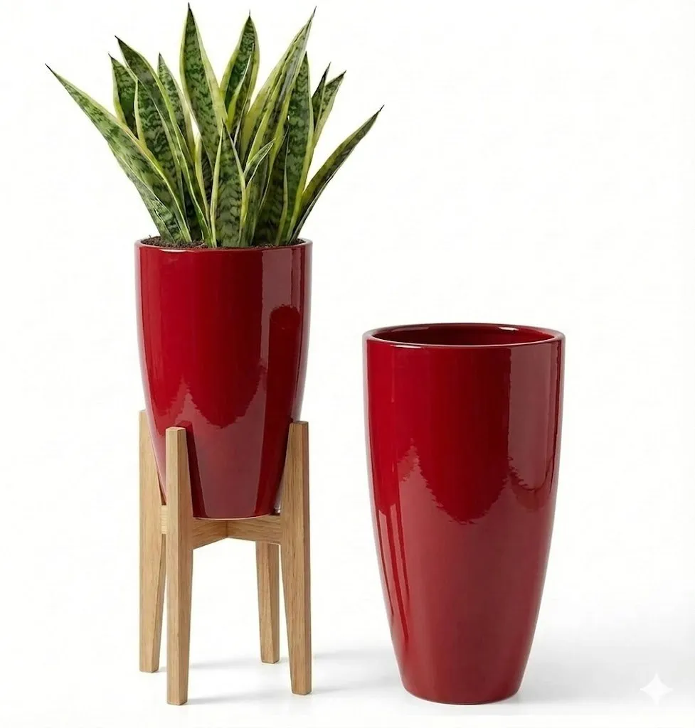 14 inch red large plastic flower pot