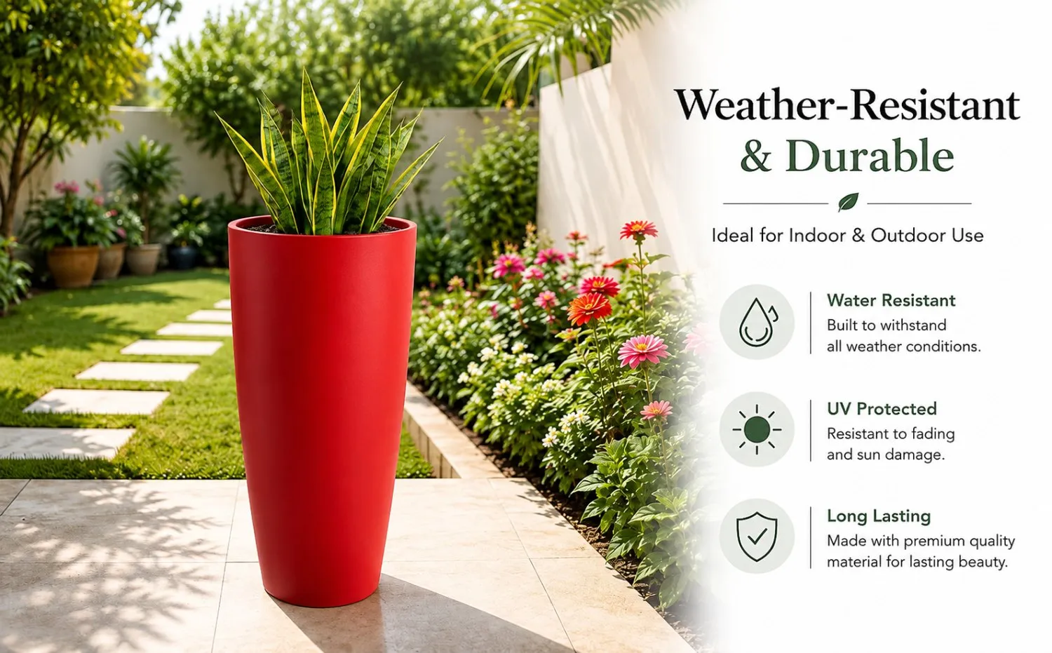 14 inch red large plastic flower pot