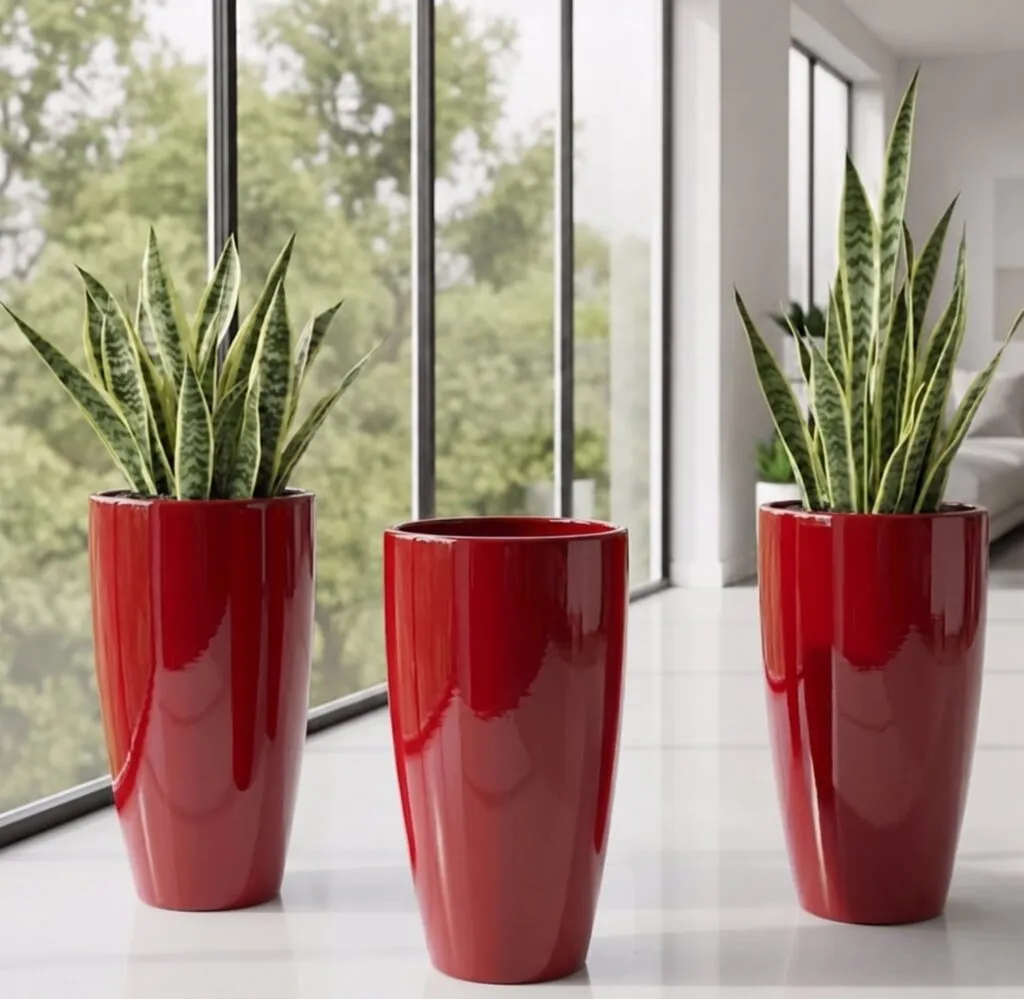 14 inch red large plastic flower pot