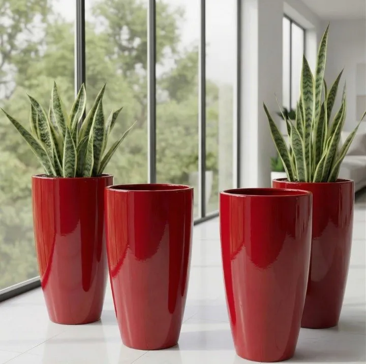 14 inch red large plastic flower pot