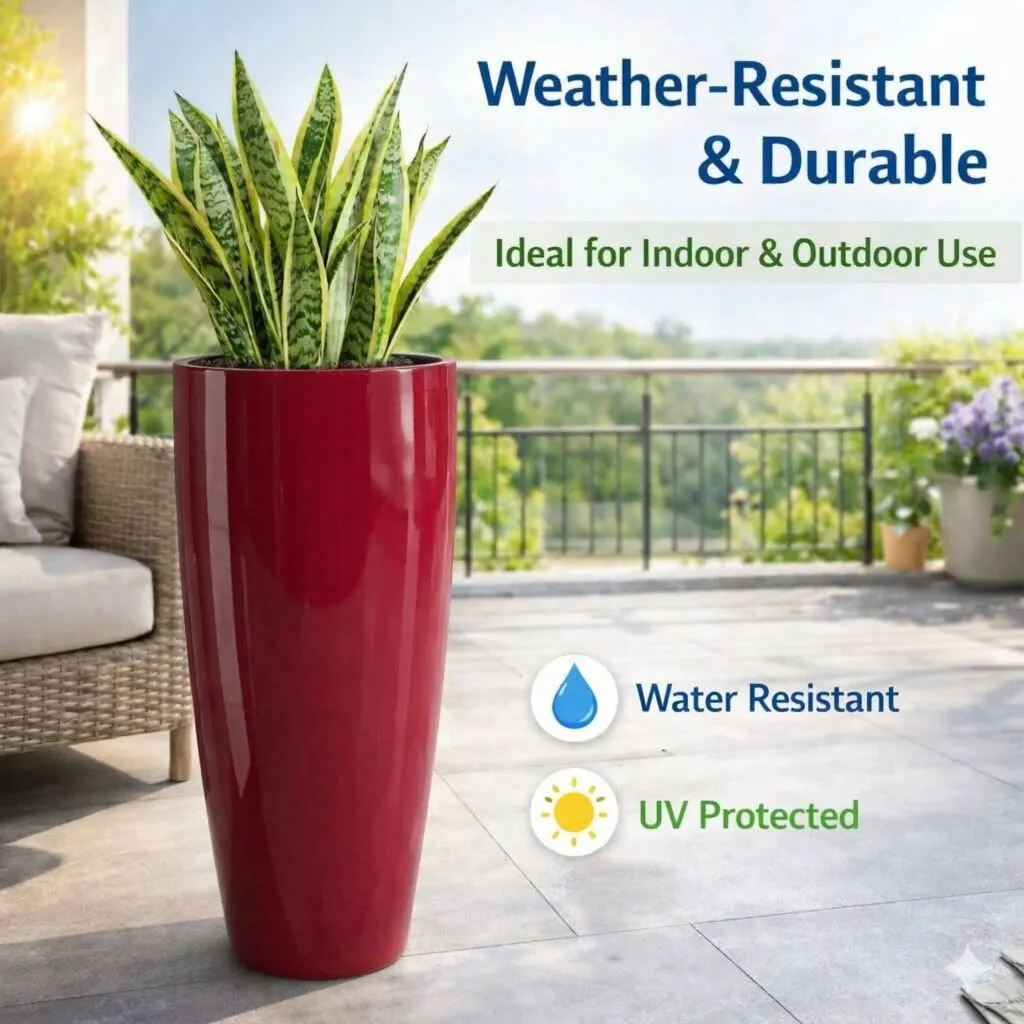 14 inch red large plastic flower pot