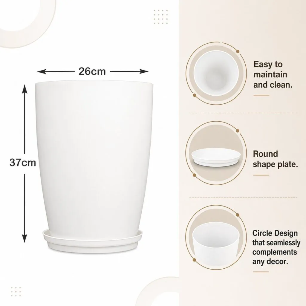 14 inch tower plastic flower pot with tray