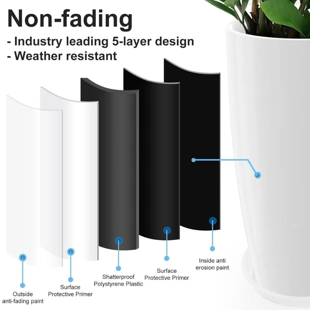 14 inch tower plastic flower pot with tray