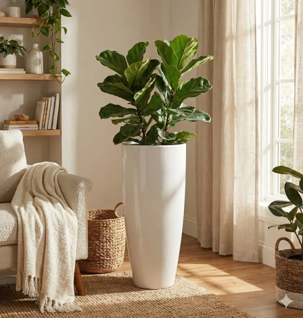 14 inch white tower plastic flower pot