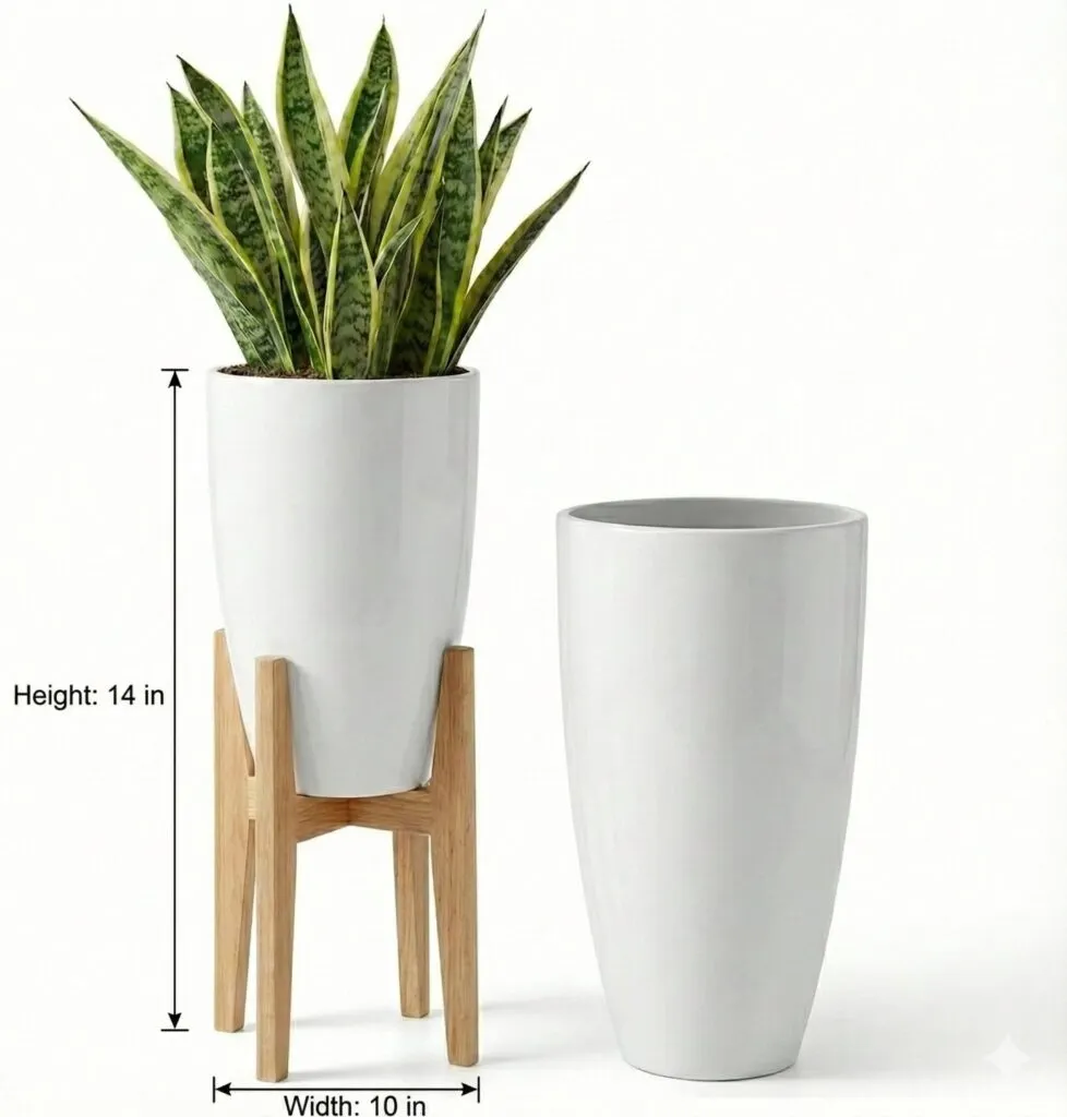 14 inch white tower plastic flower pot