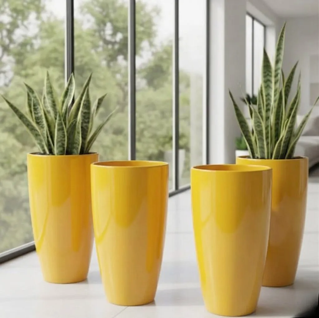 14 inch yellow large plastic flower pot