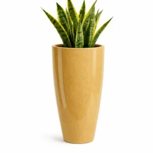 14 Inch Yellow Marble Plastic Flower Pot for Indoor Outdoor