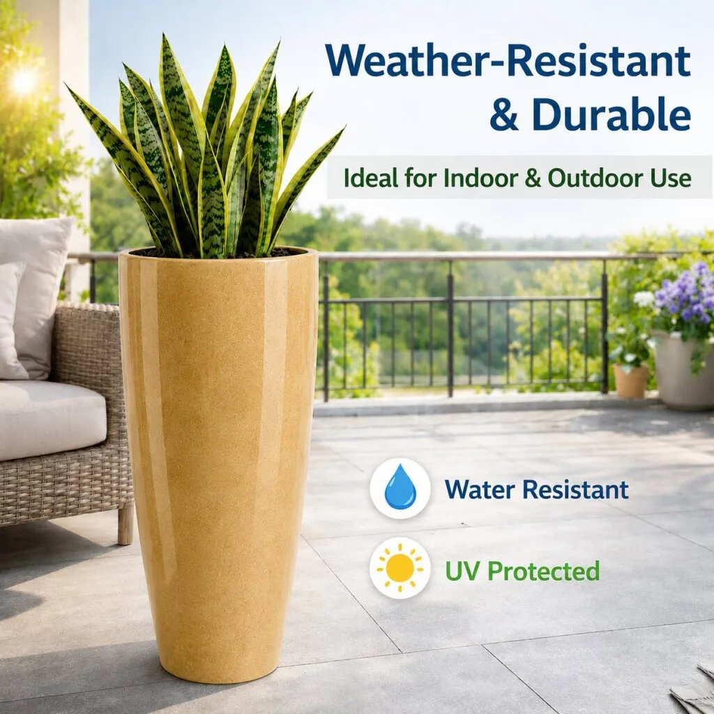 14 inch yellow marble plastic flower pot