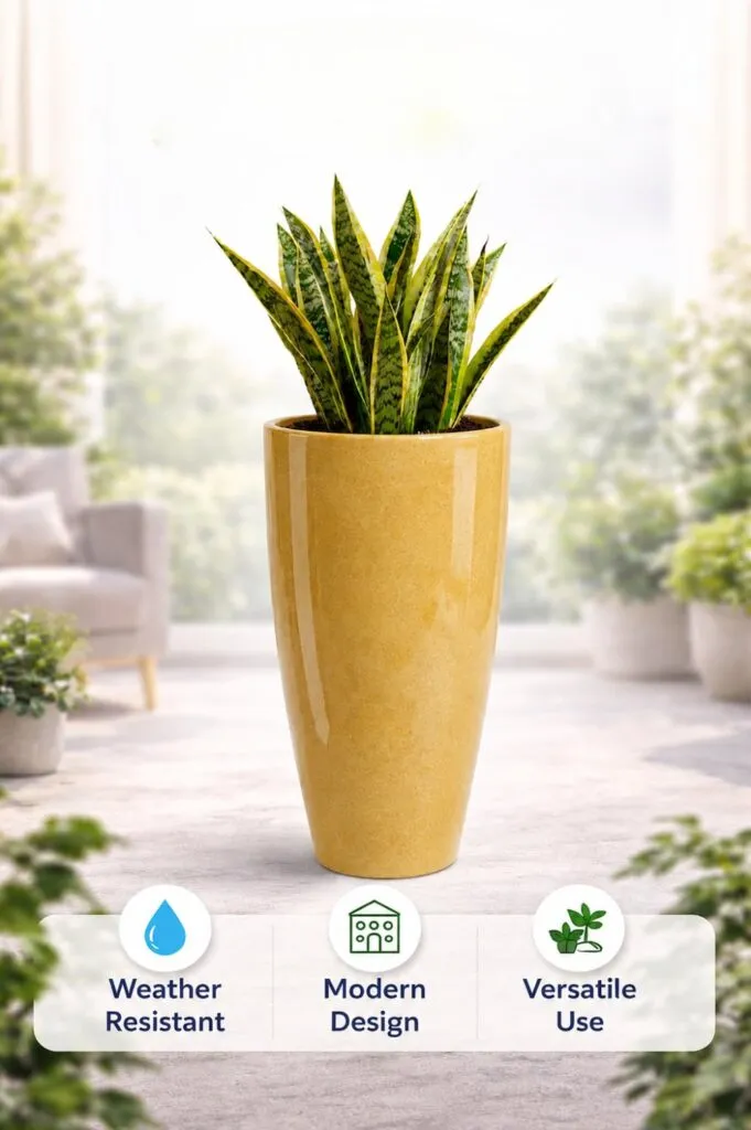 14 inch yellow marble plastic flower pot