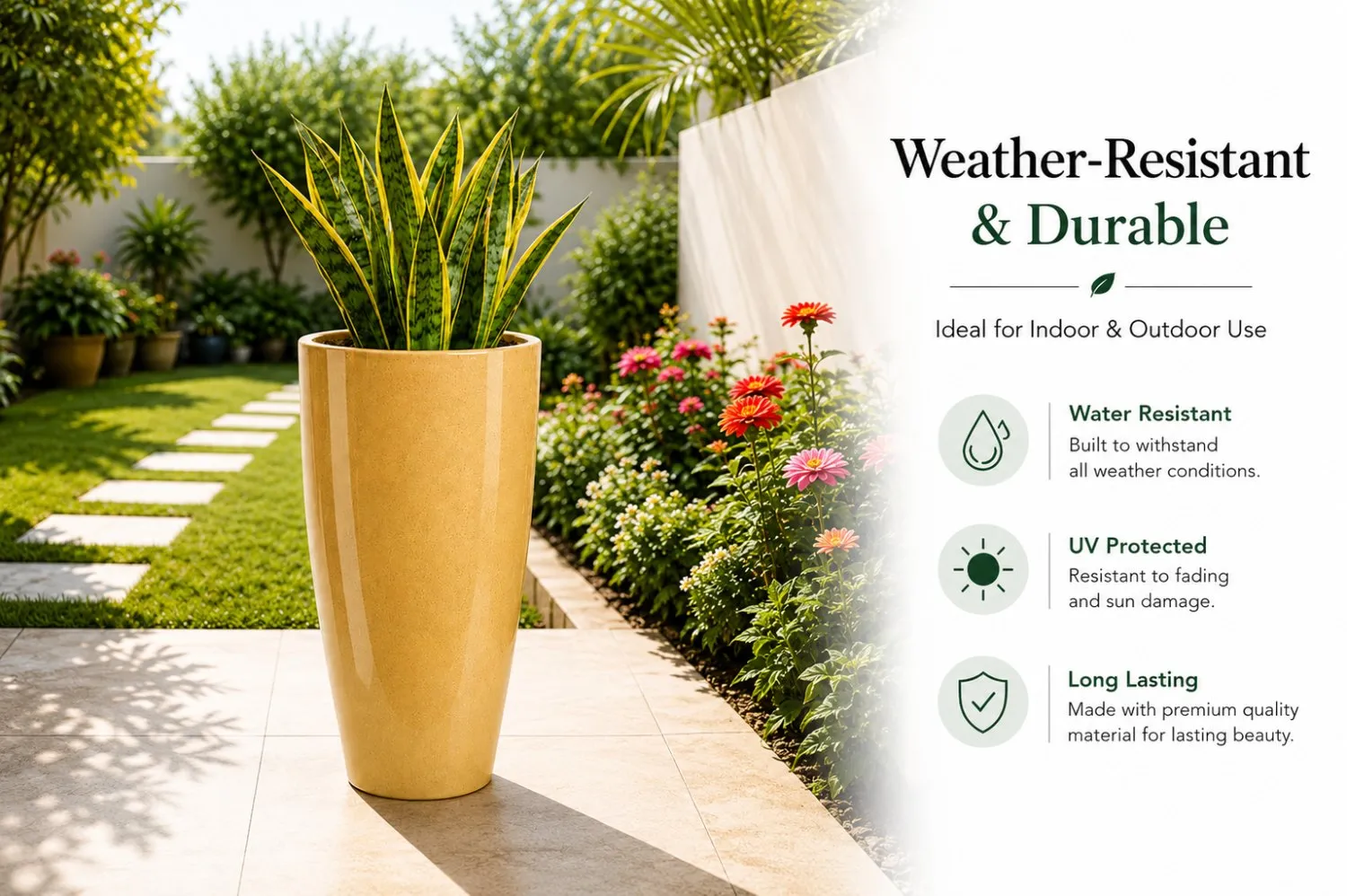 14 inch yellow marble plastic flower pot