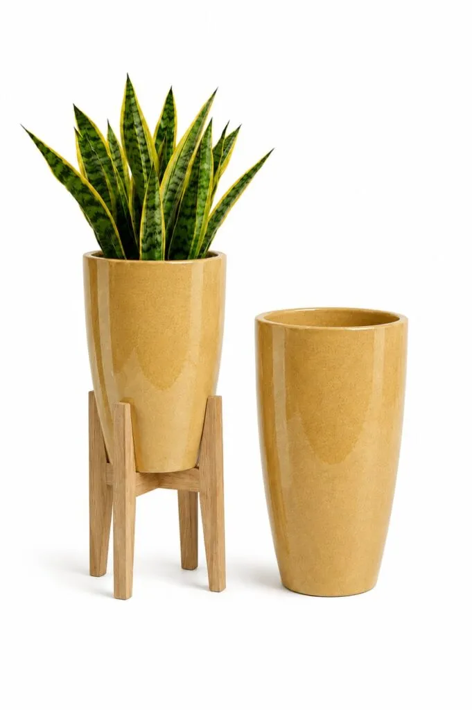 14 inch yellow marble plastic flower pot