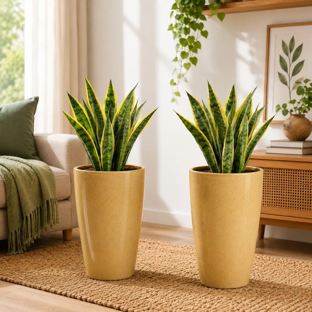 14 inch yellow marble plastic flower pot