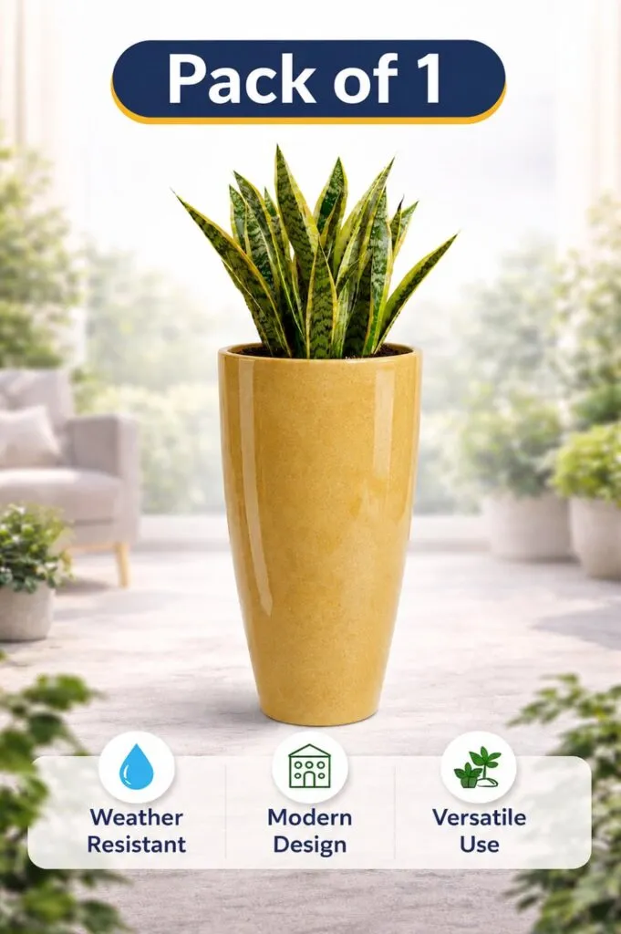14 inch yellow marble plastic flower pot