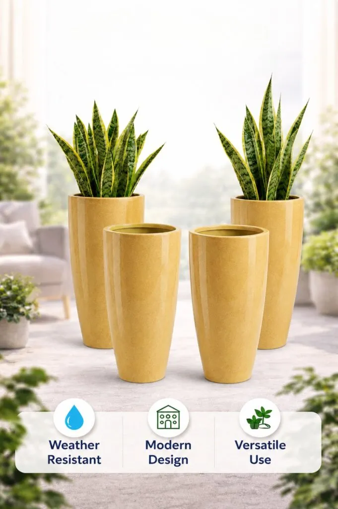 14 inch yellow marble plastic flower pot