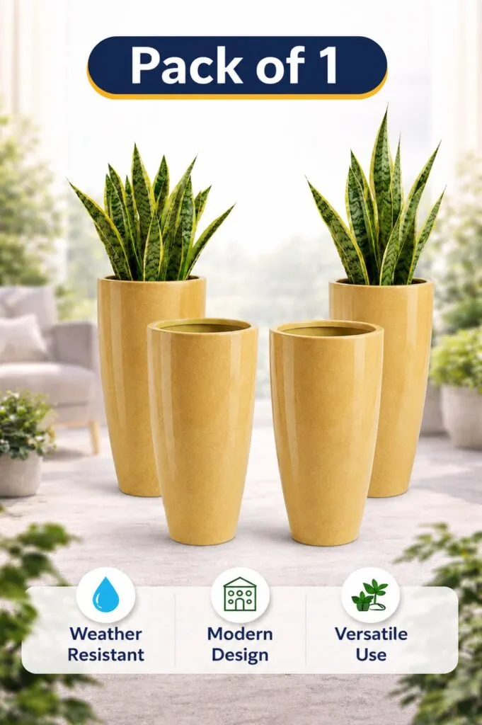 14 inch yellow marble plastic flower pot