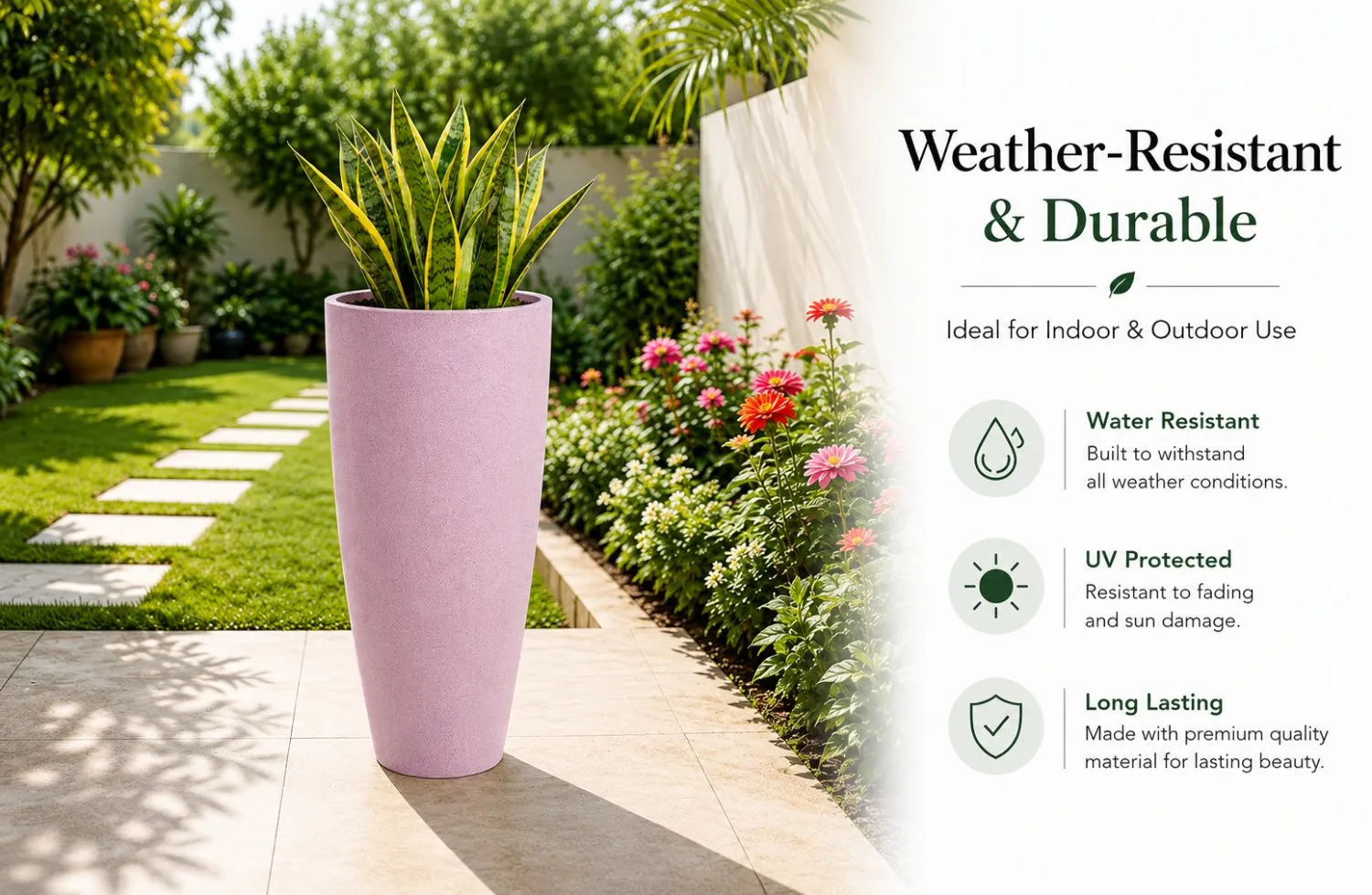 18 inch marble pink plastic flower pot