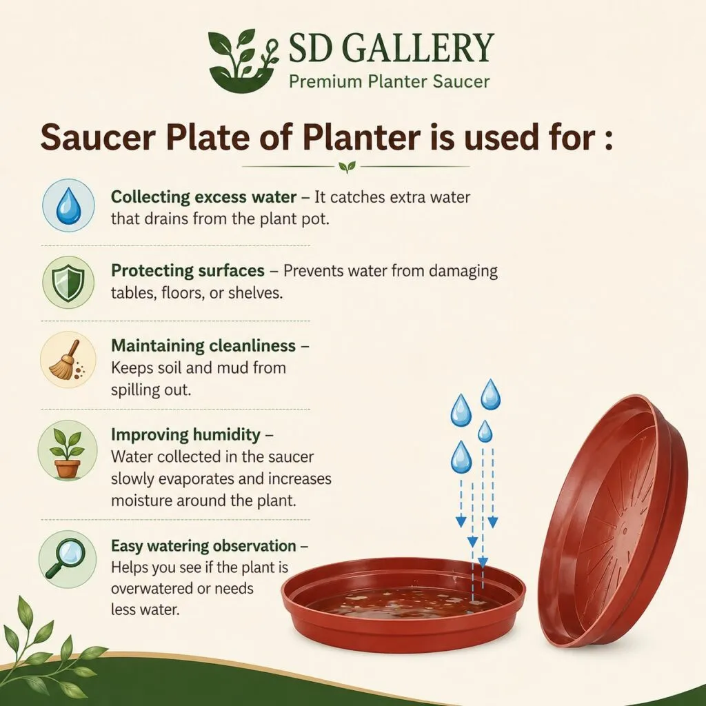 8.25 inch red plastic plant pot tray saucer