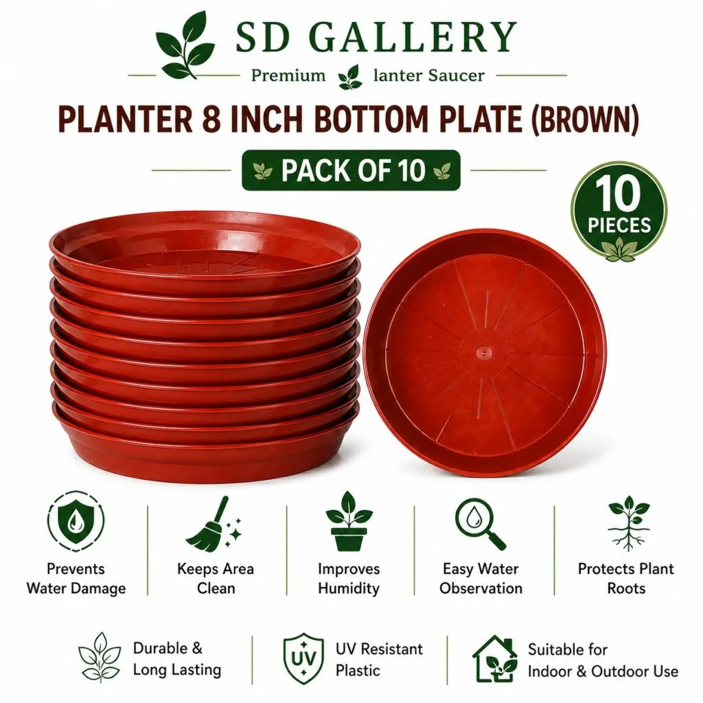 8.25 inch red plastic plant pot tray saucer