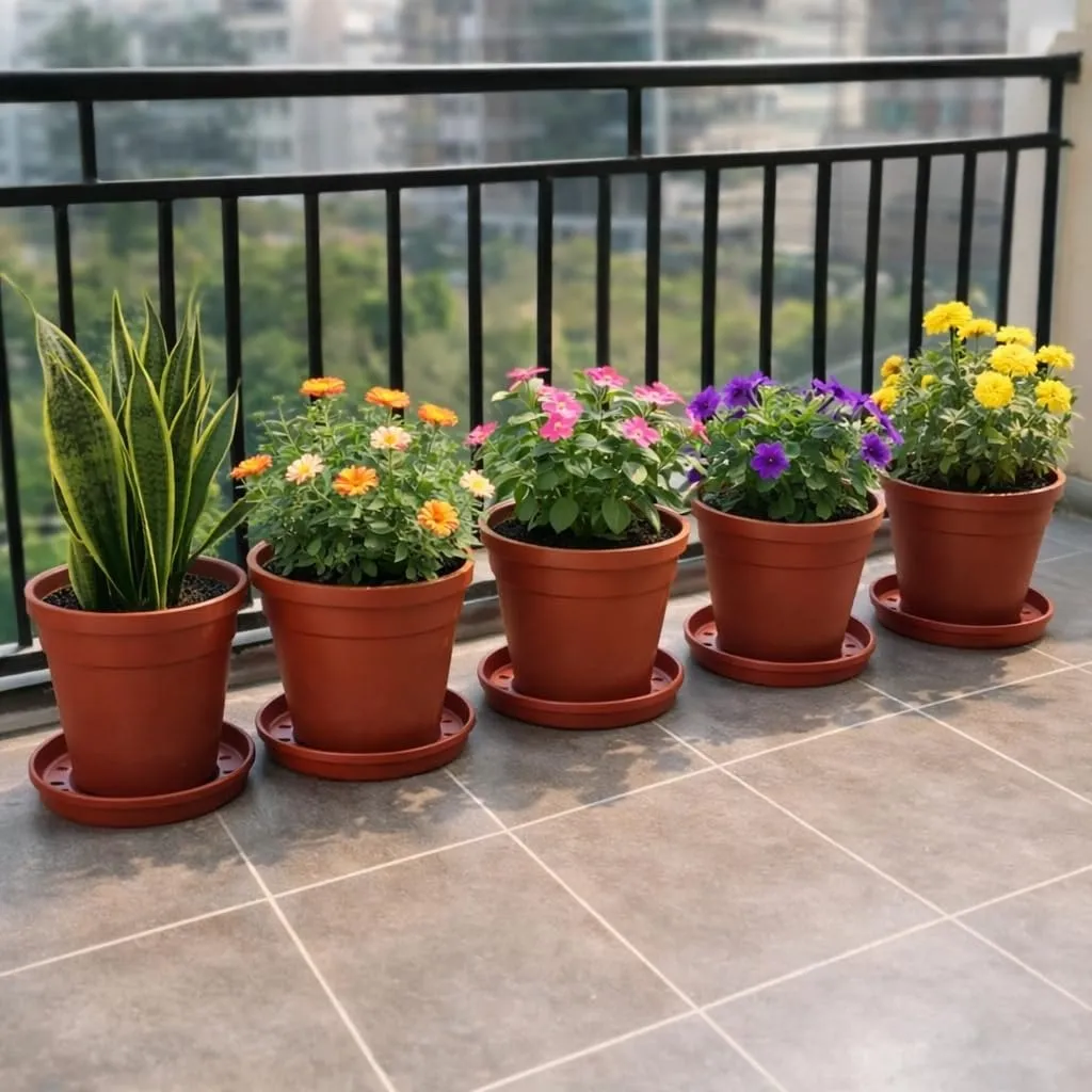 8.25 inch red plastic plant pot tray saucer