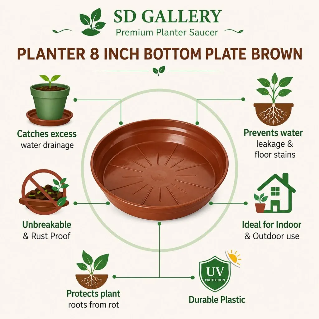 8.25 inch red plastic plant pot tray saucer