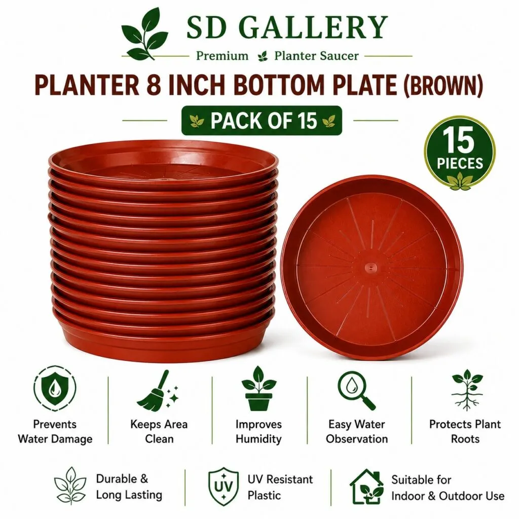 8.25 inch red plastic plant pot tray saucer