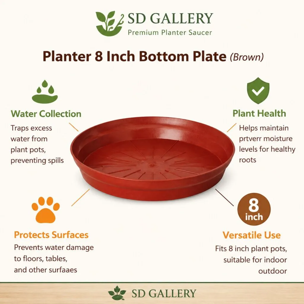 8.25 inch red plastic plant pot tray saucer