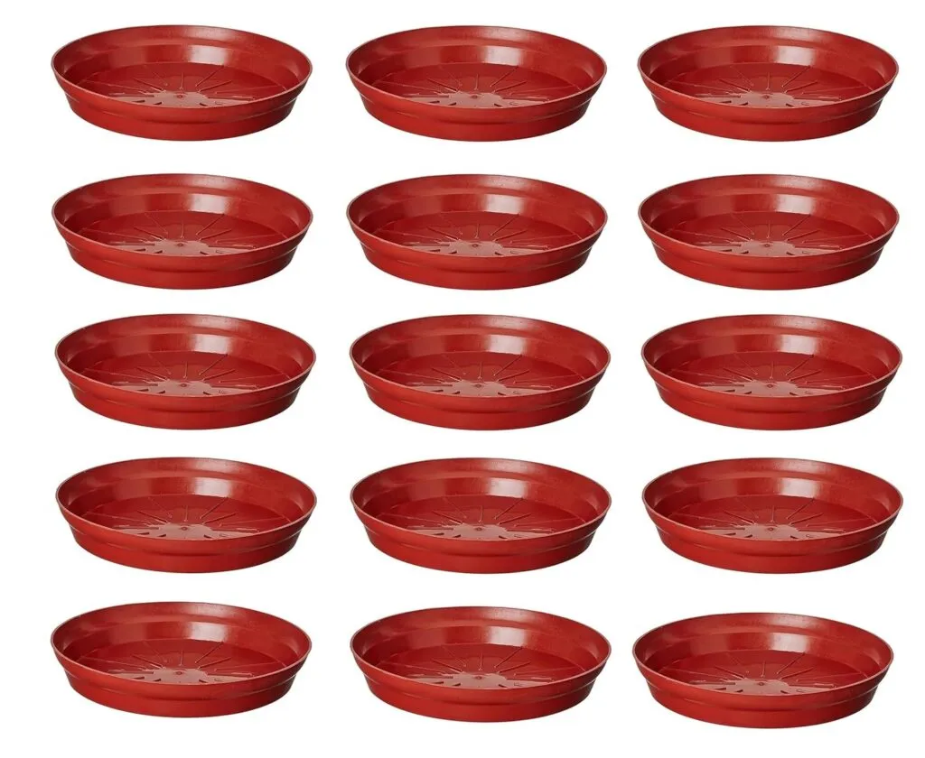 8.25 inch red plastic plant pot tray saucer