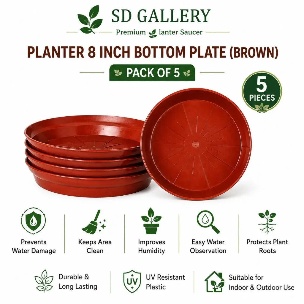 8.25 inch red plastic plant pot tray saucer