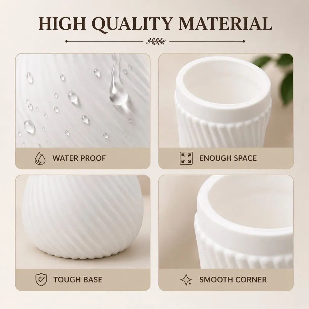 9.5 inch white plastic flower vase