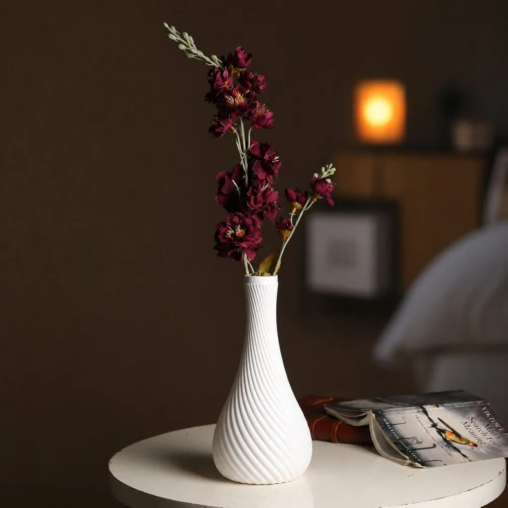 9.5 inch white plastic flower vase