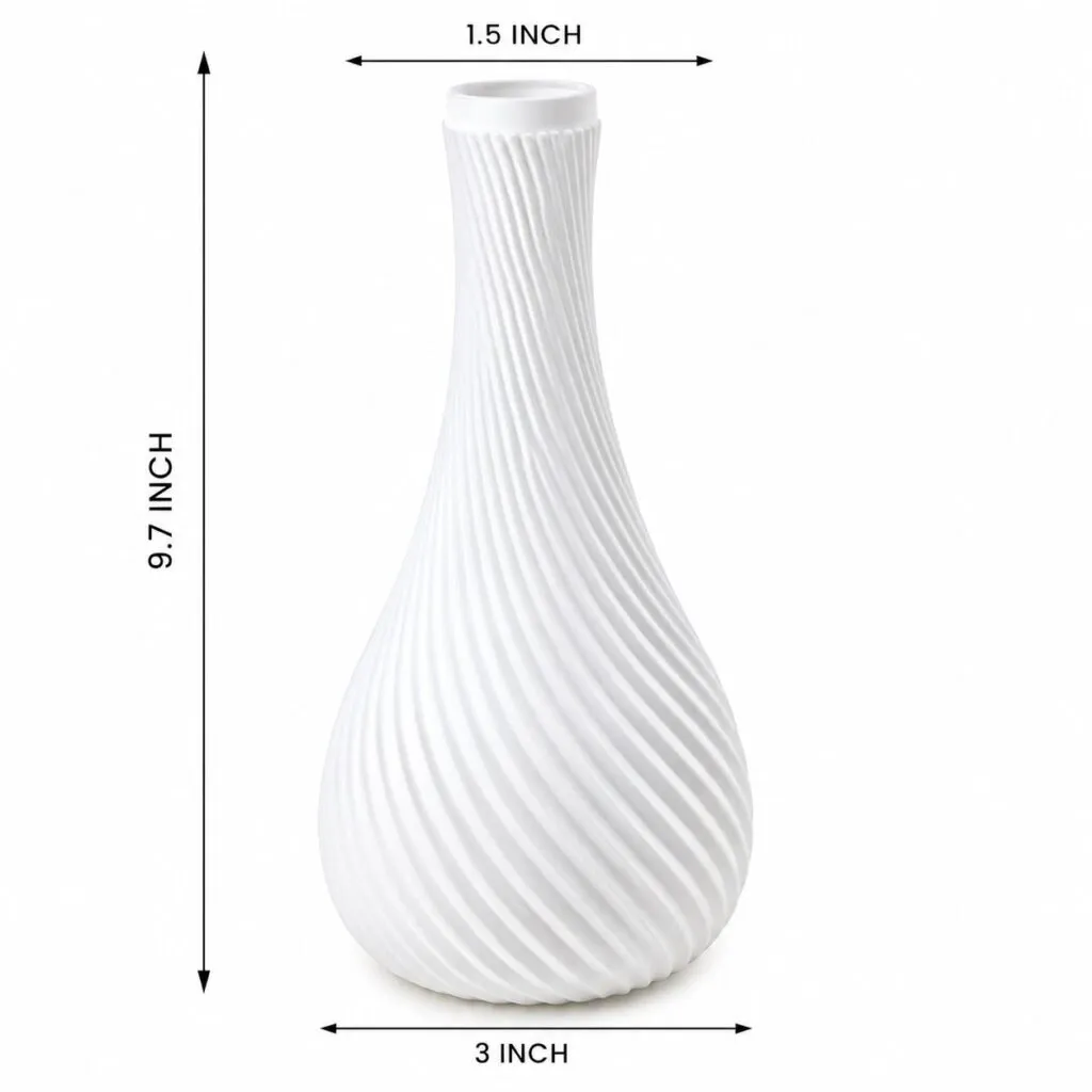 9.5 inch white plastic flower vase