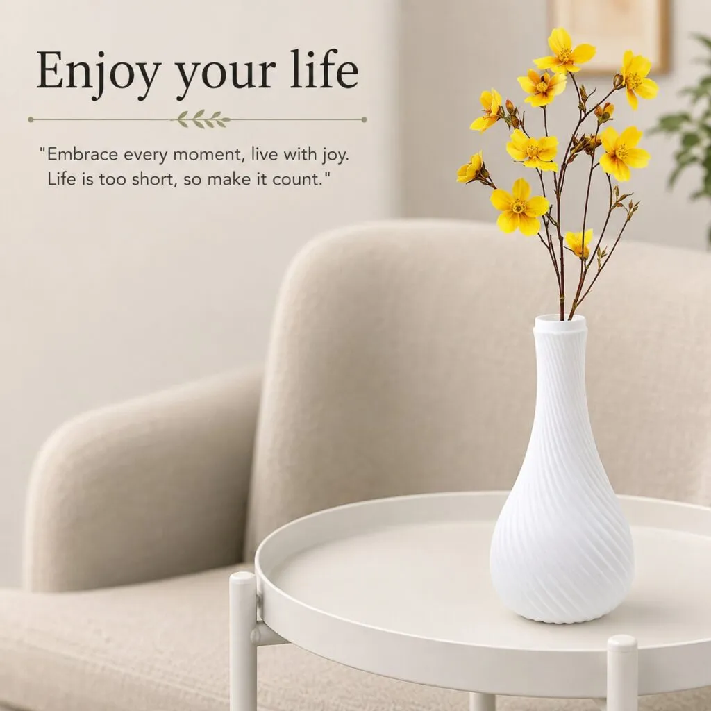 9.5 inch white plastic flower vase